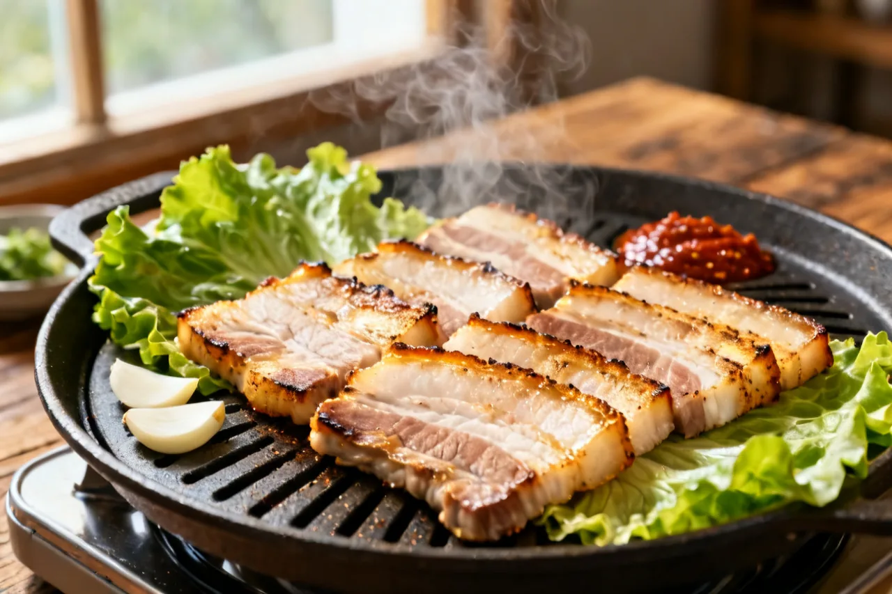 Samgyeopsal (koreanischer gegrillter Schweinebauch)
