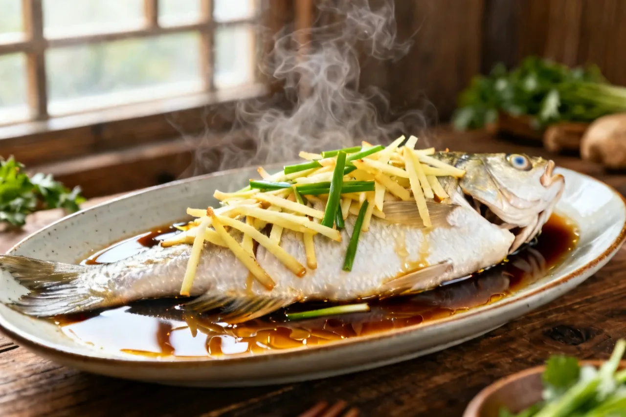Kantonesischer gedämpfter Fisch
